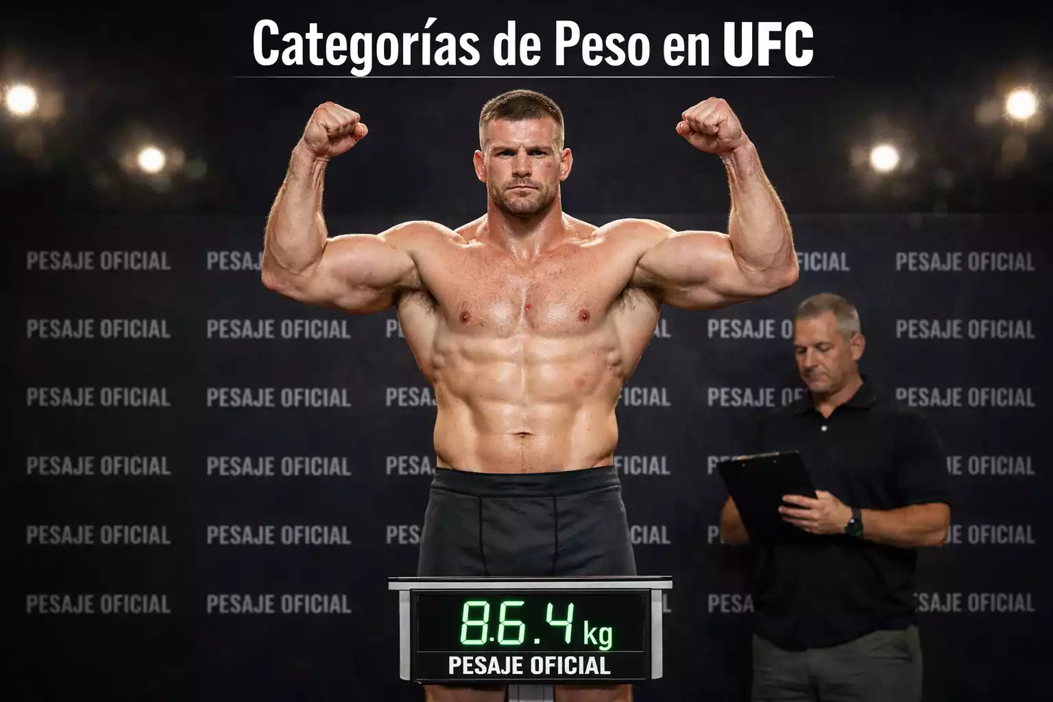 Luchador de UFC en el pesaje oficial antes de un combate de MMA