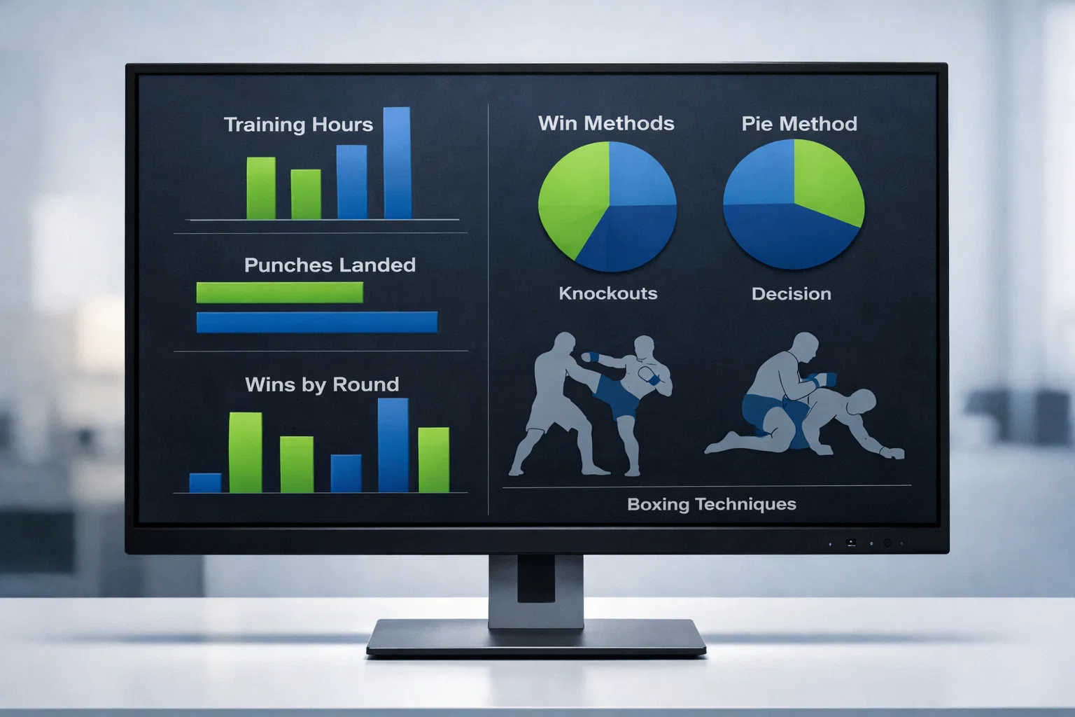 Infografía con estadísticas de rendimiento de luchadores de UFC
