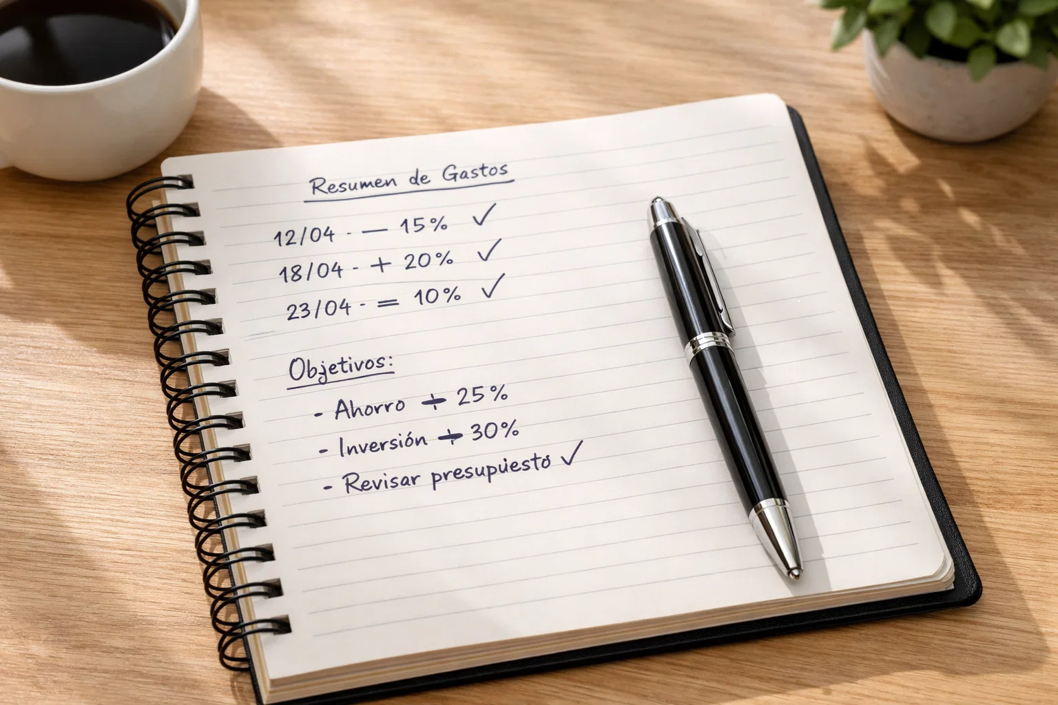 Libreta de notas con registro de apuestas deportivas y bolígrafo